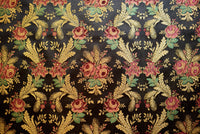 Broccato Misto Seta, con ricamo in filo di  metallo. Ramage fondo nero