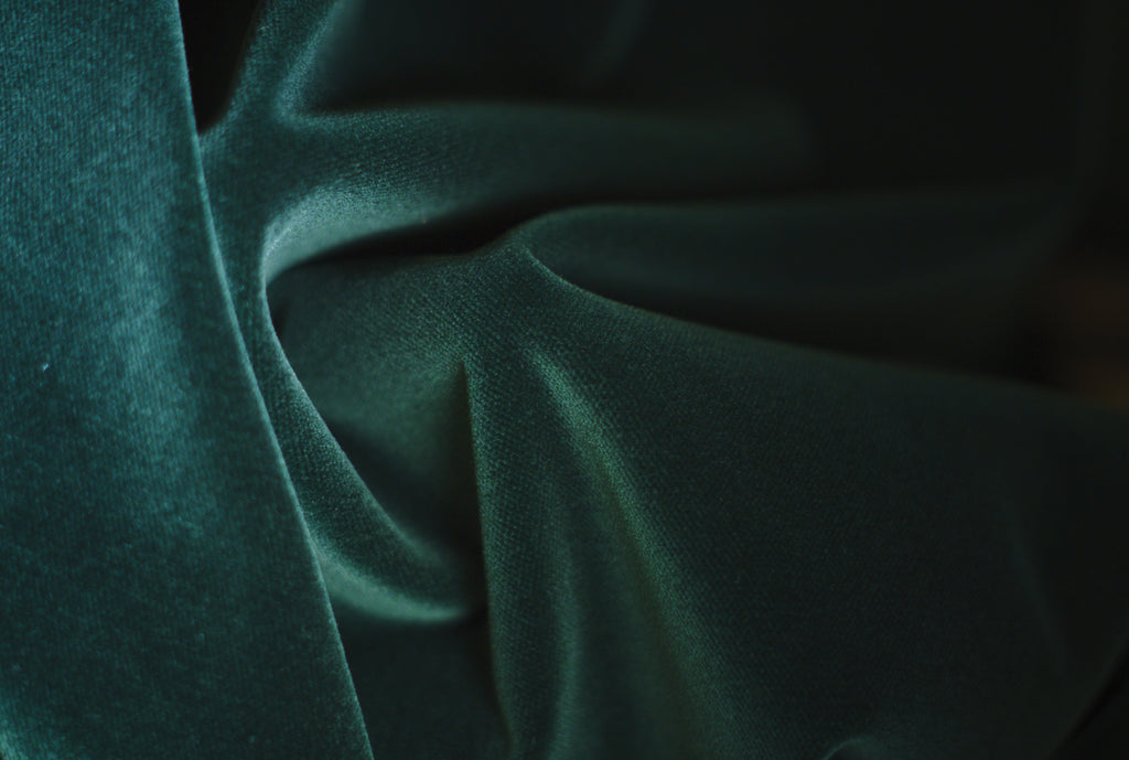 Velluto di cotone  Verde bottiglia  qualità suprema  H 140 CM - 10 cm